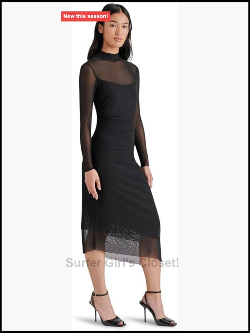 Mock Neck Long Sleeve Midi Casual Night Out Dress